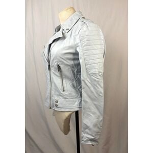 Marc New York‎ Moto Jacket Light Blue Faux Leather Zip Women S